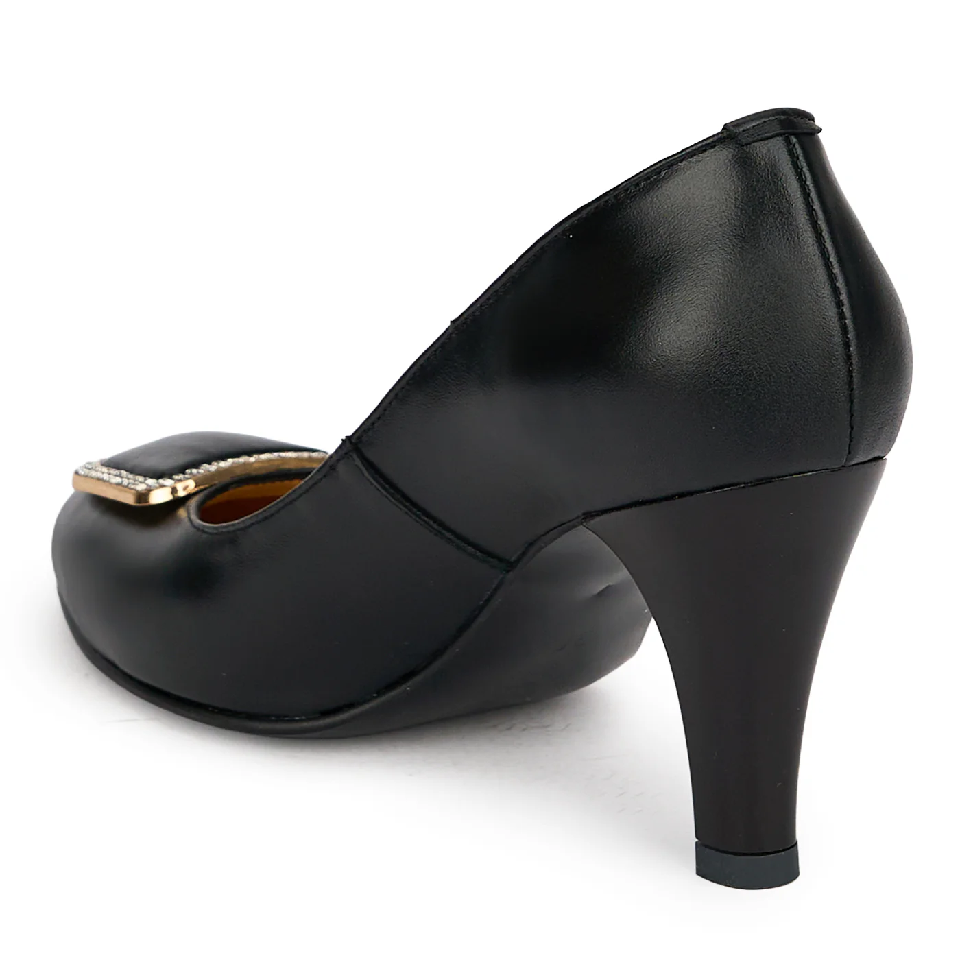 Pantofi damă din piele naturală neagra cu toc subtire 8 cm 19638 - Image 2