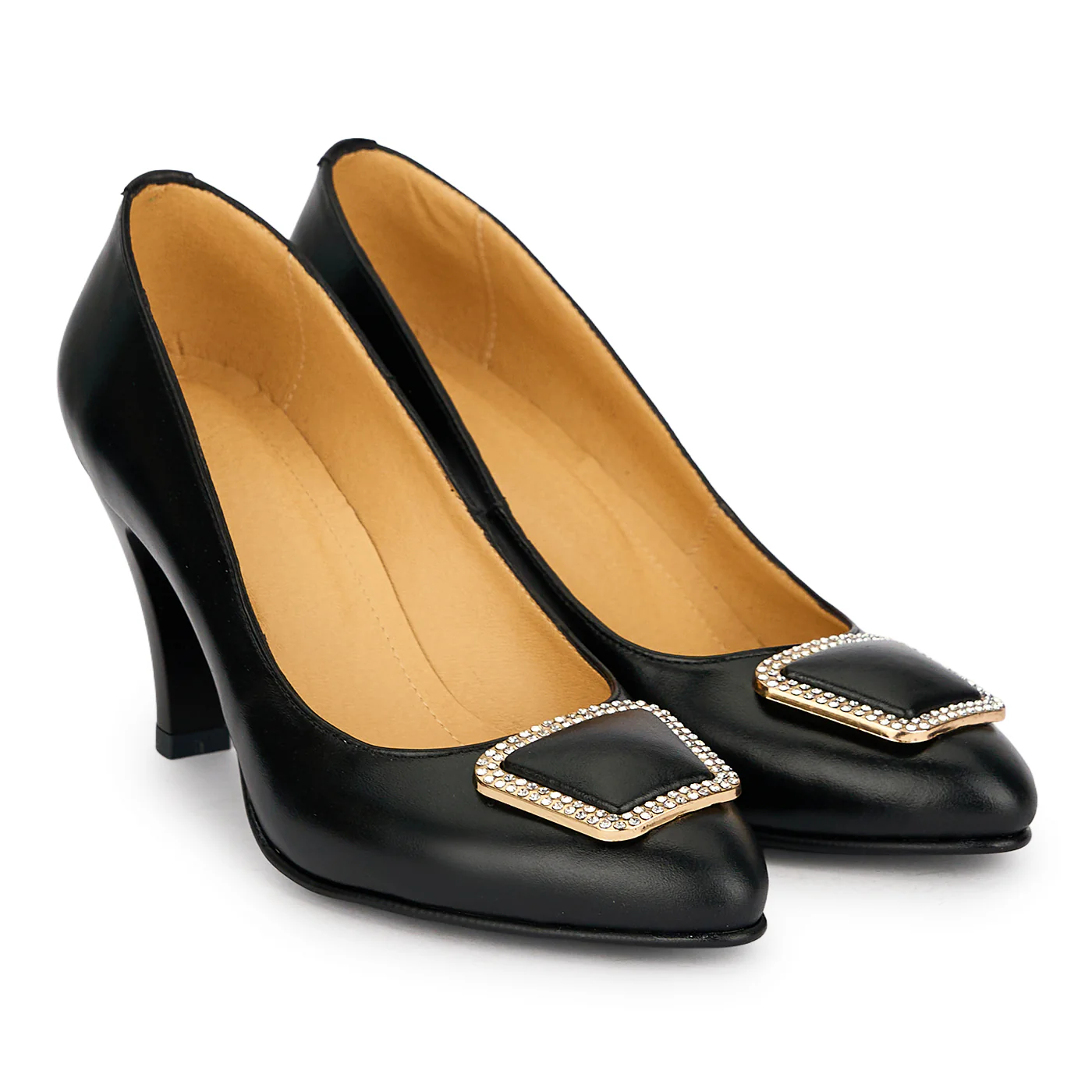 Pantofi damă din piele naturală neagra cu toc subtire 8 cm 19638 - Image 4