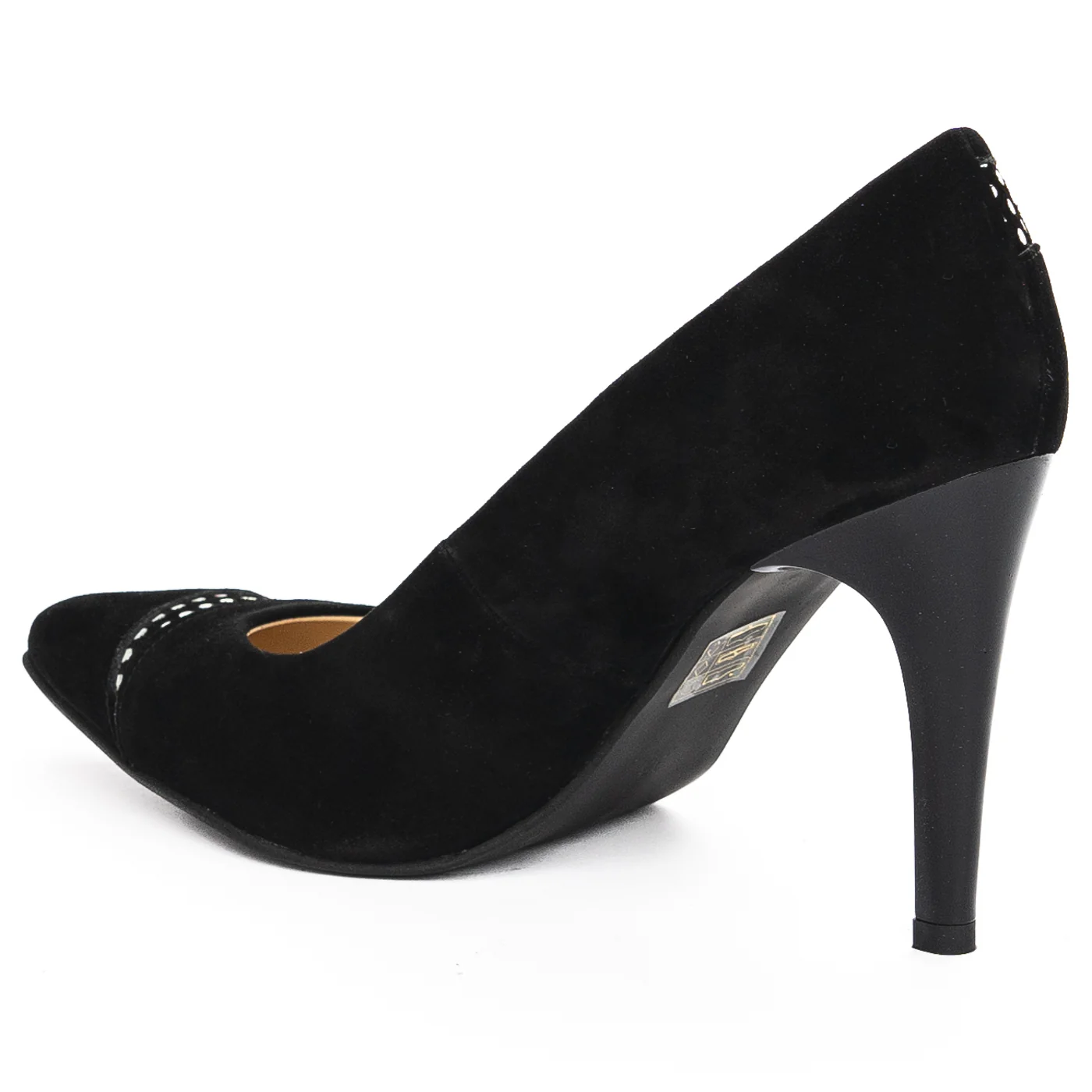 Pantofi dama din piele naturala neagra cu toc subtire 9.5 cm 13927 - Image 2