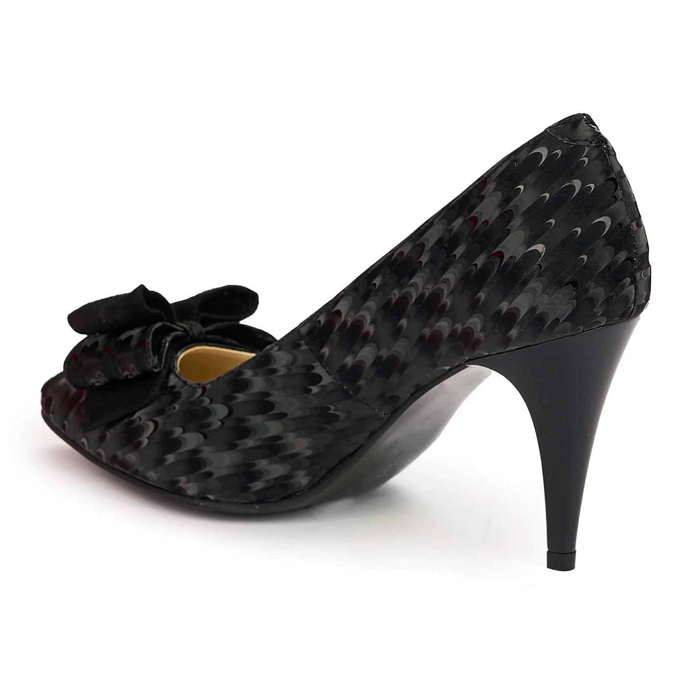Pantofi dama din piele naturala neagra cu toc subtire 9 cm 13808 - Image 2