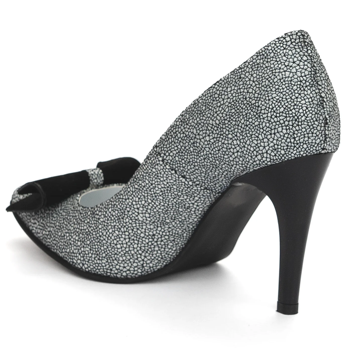 Pantofi dama din piele naturala neagra cu toc subtire 9 cm 13850 - Image 2