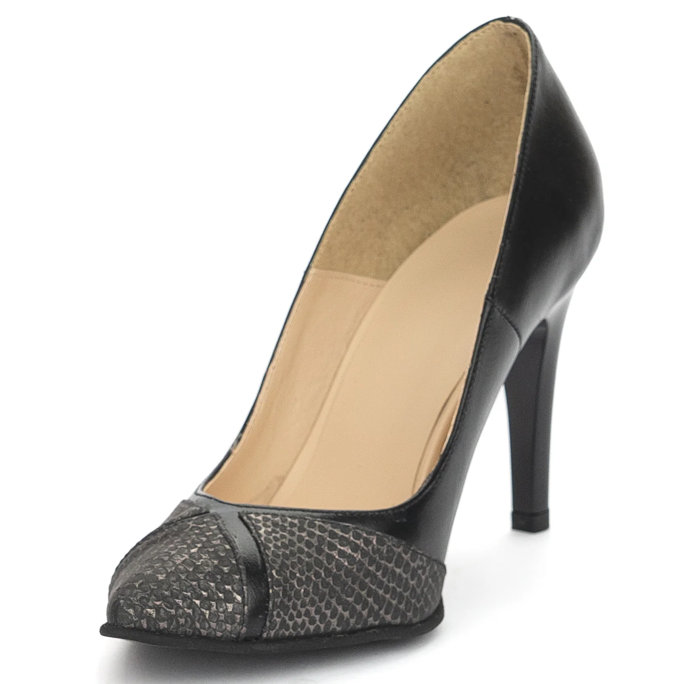 Pantofi dama din piele naturala neagra cu toc subtire 9 cm 13888 - Image 3