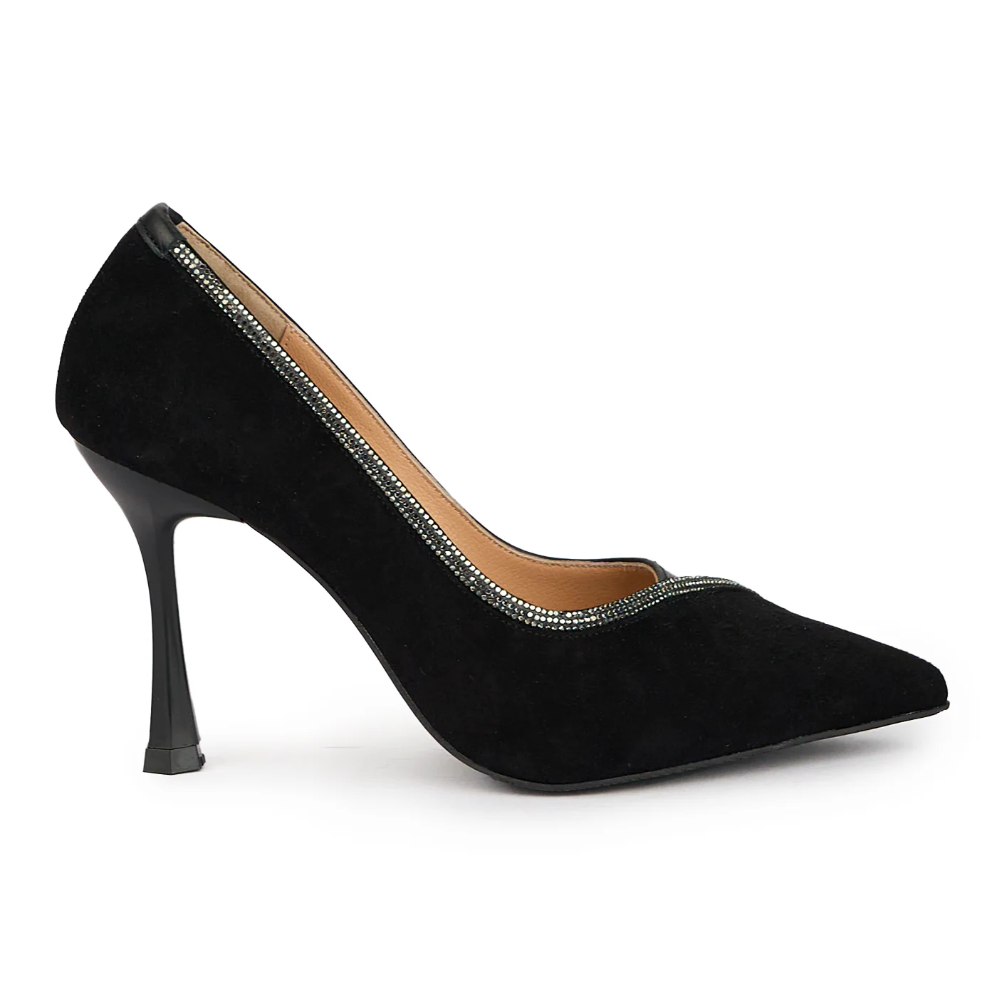 Pantofi dama din piele naturala neagra cu toc subtire 9 cm 15659