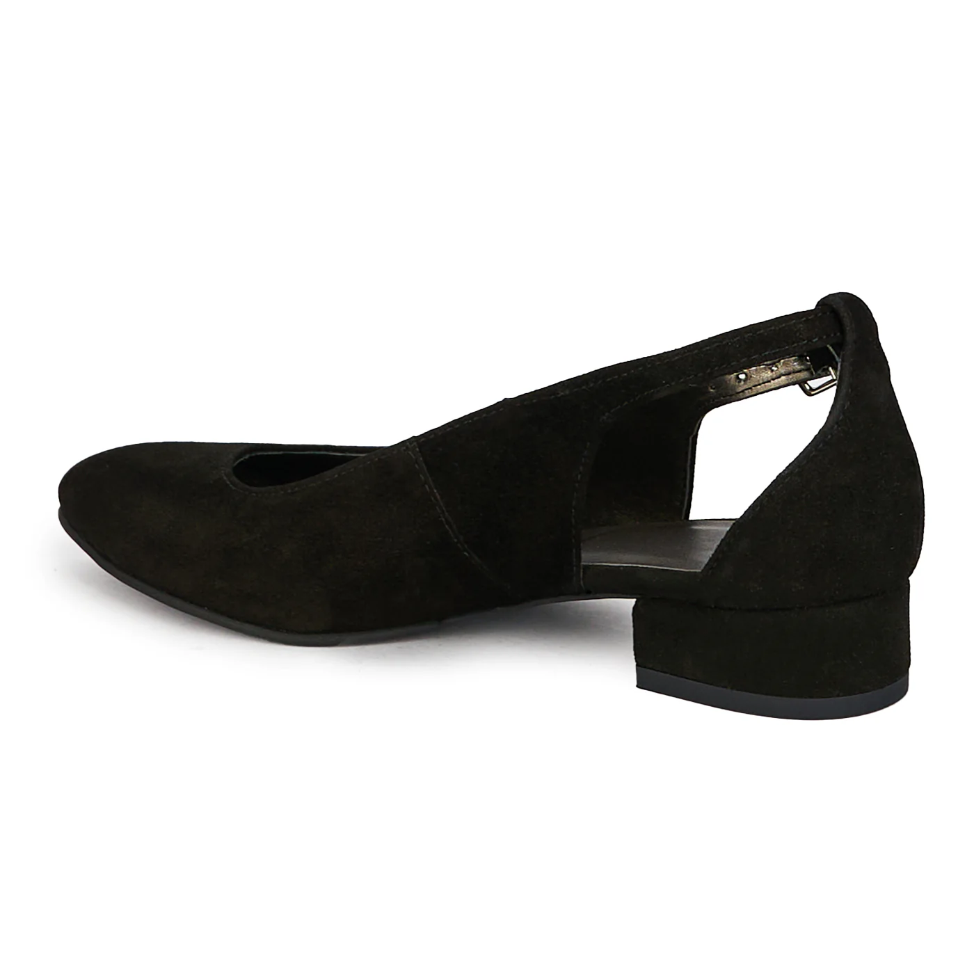 Pantofi dama din piele naturala neagra decupati lateral cu toc mic 3 cm 18165 - Image 2