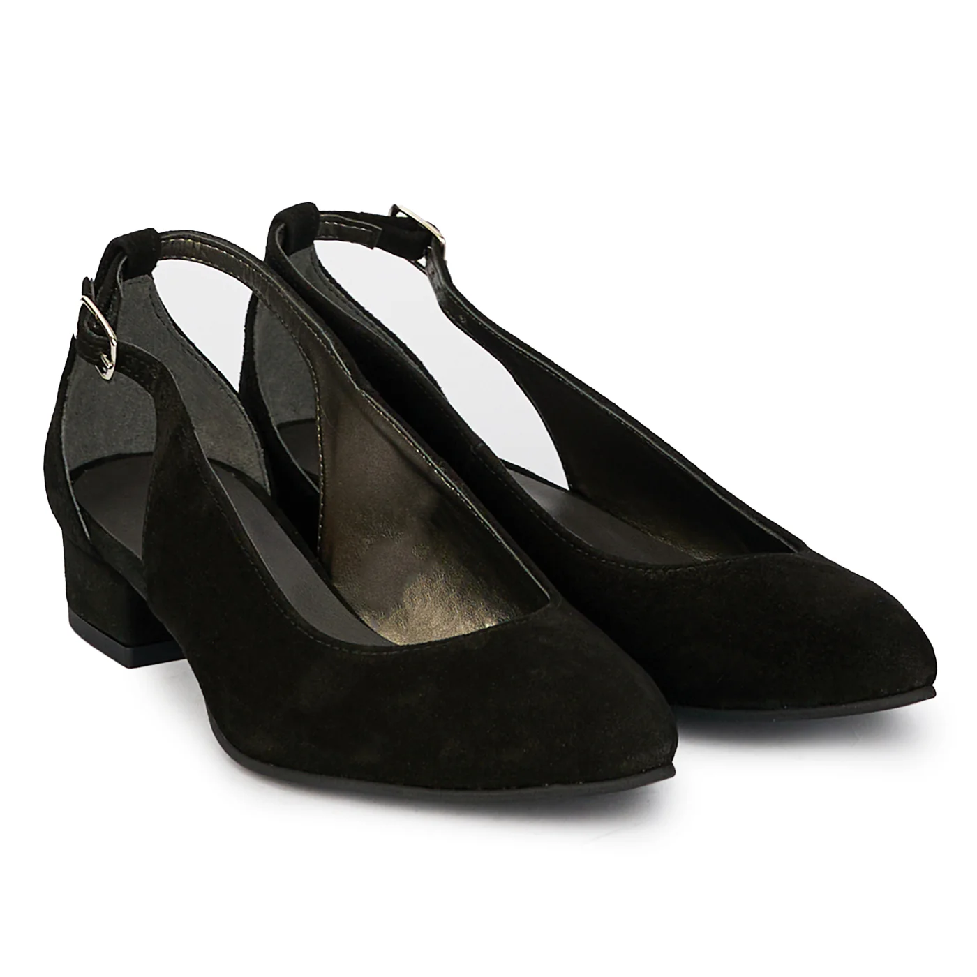 Pantofi dama din piele naturala neagra decupati lateral cu toc mic 3 cm 18165 - Image 4