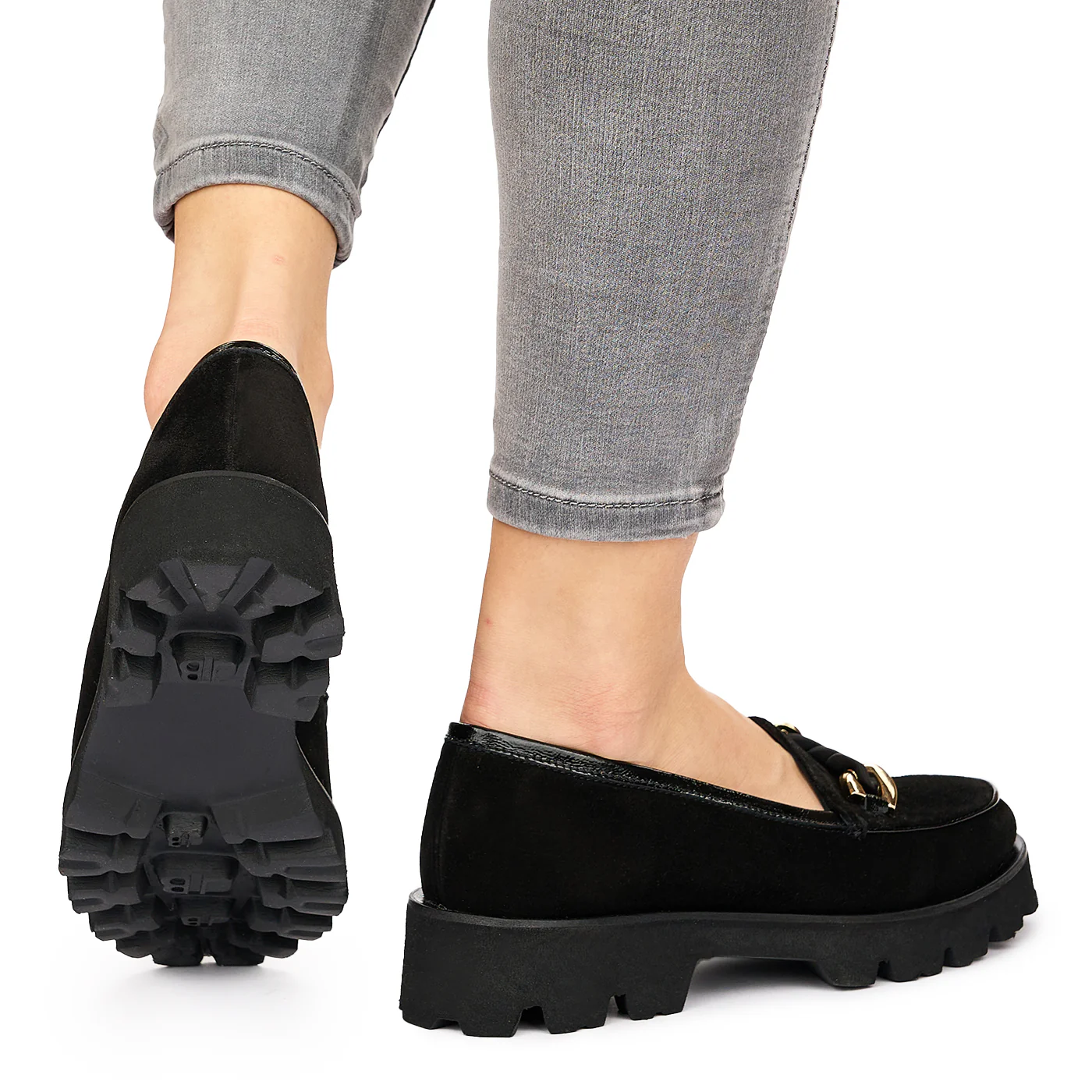 Pantofi Dama Din Piele Naturala neagra Fara Siret 8102 - Image 4