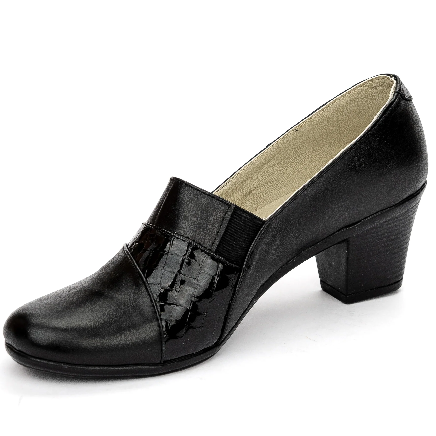 Pantofi dama din piele naturala neagra toc 6 cm 13695 - Image 3