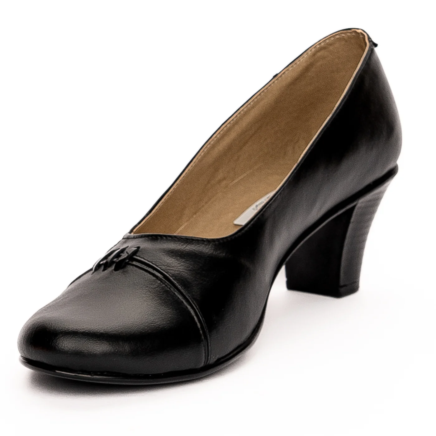 Pantofi dama din piele naturala neagra toc 6cm 13262 - Image 3