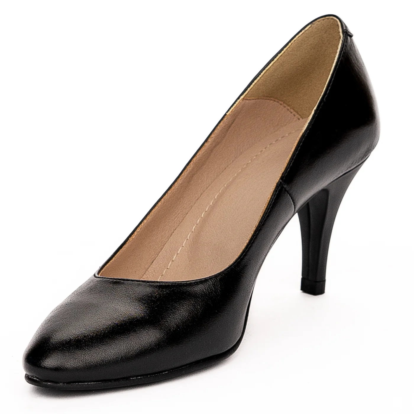 Pantofi dama din piele naturala neagra toc 7.5cm 13256 - Image 3