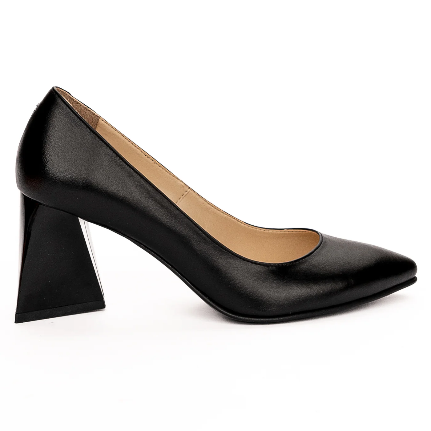 Pantofi dama din piele naturala neagra toc 7.5cm 13259