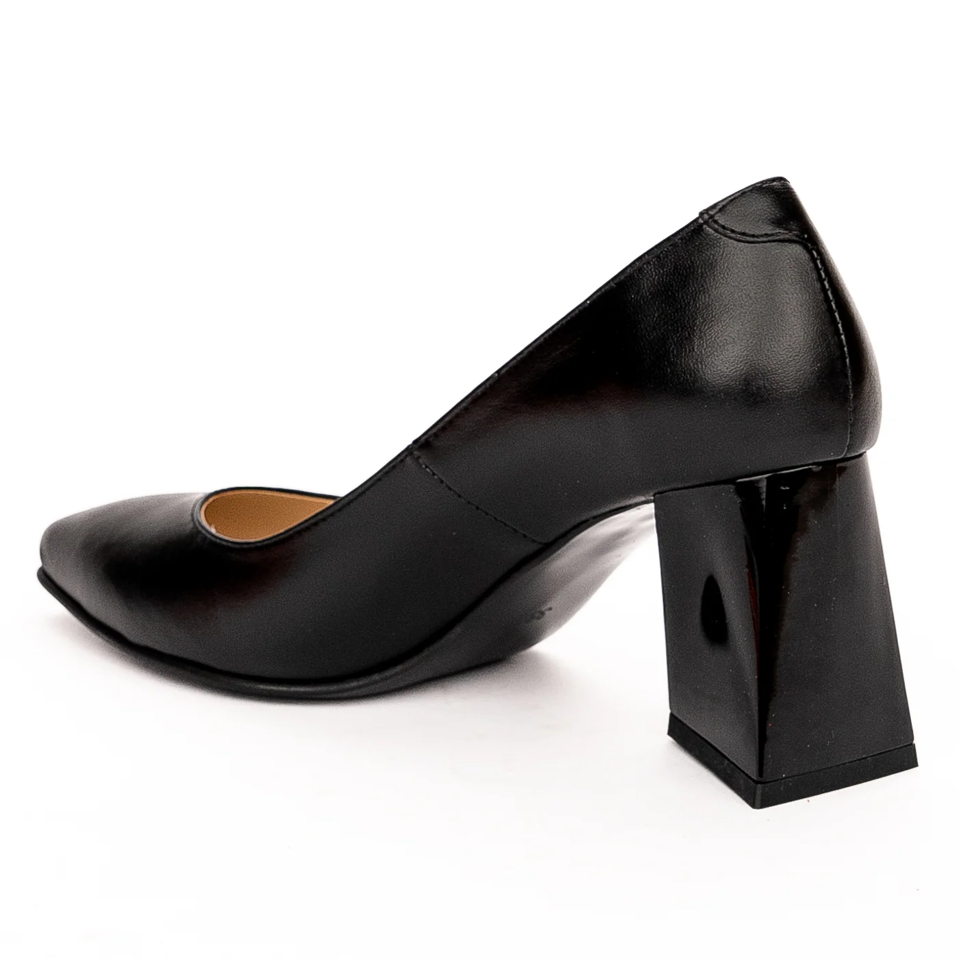 Pantofi dama din piele naturala neagra toc 7.5cm 13259 - Image 2