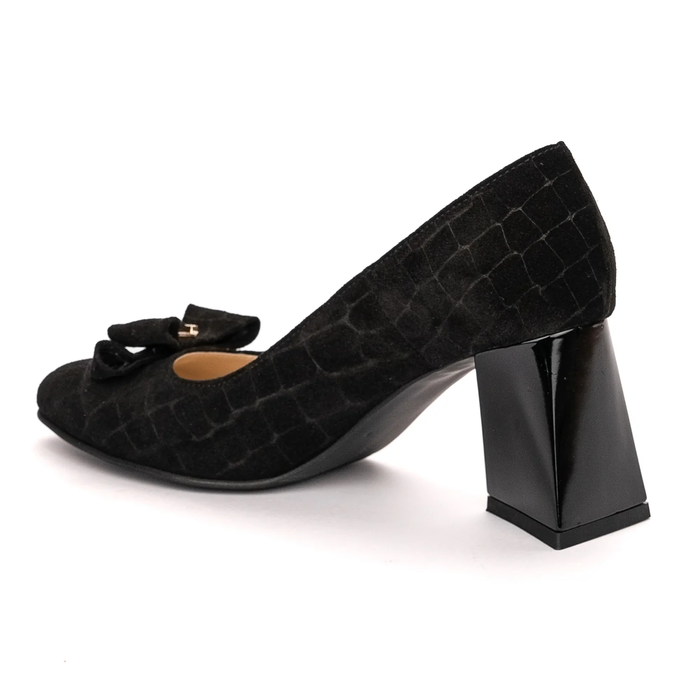 Pantofi dama din piele naturala neagra toc gros 13372 - Image 2
