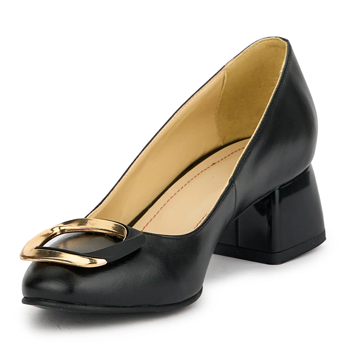 Pantofi dama din piele naturala neagra toc gros 6 cm 15099 - Image 3