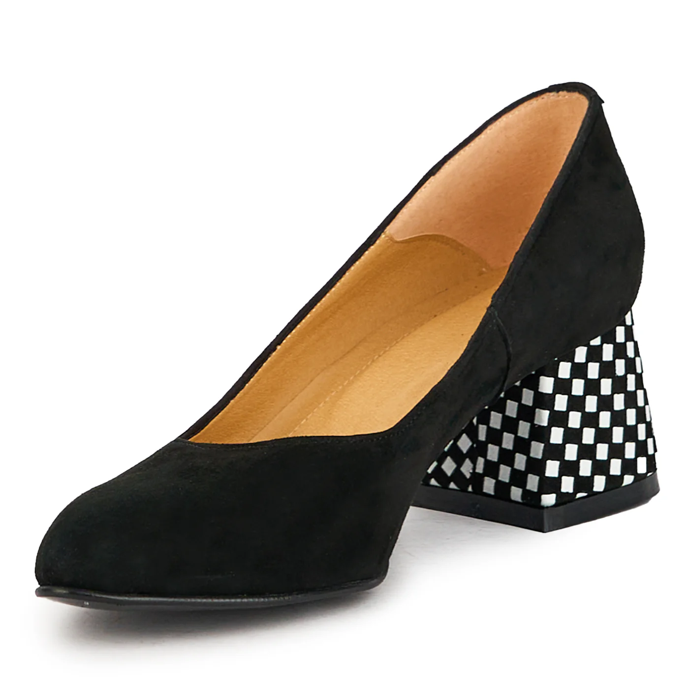 Pantofi dama din piele naturala negru cu toc gros 6 cm 17382 - Image 3
