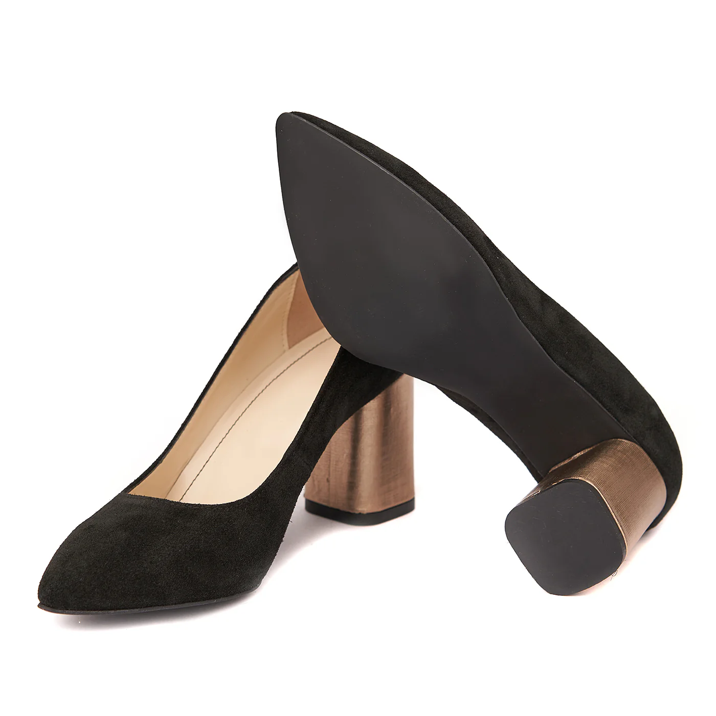 Pantofi dama din piele naturala negru toc imbracat 4430 - Image 3
