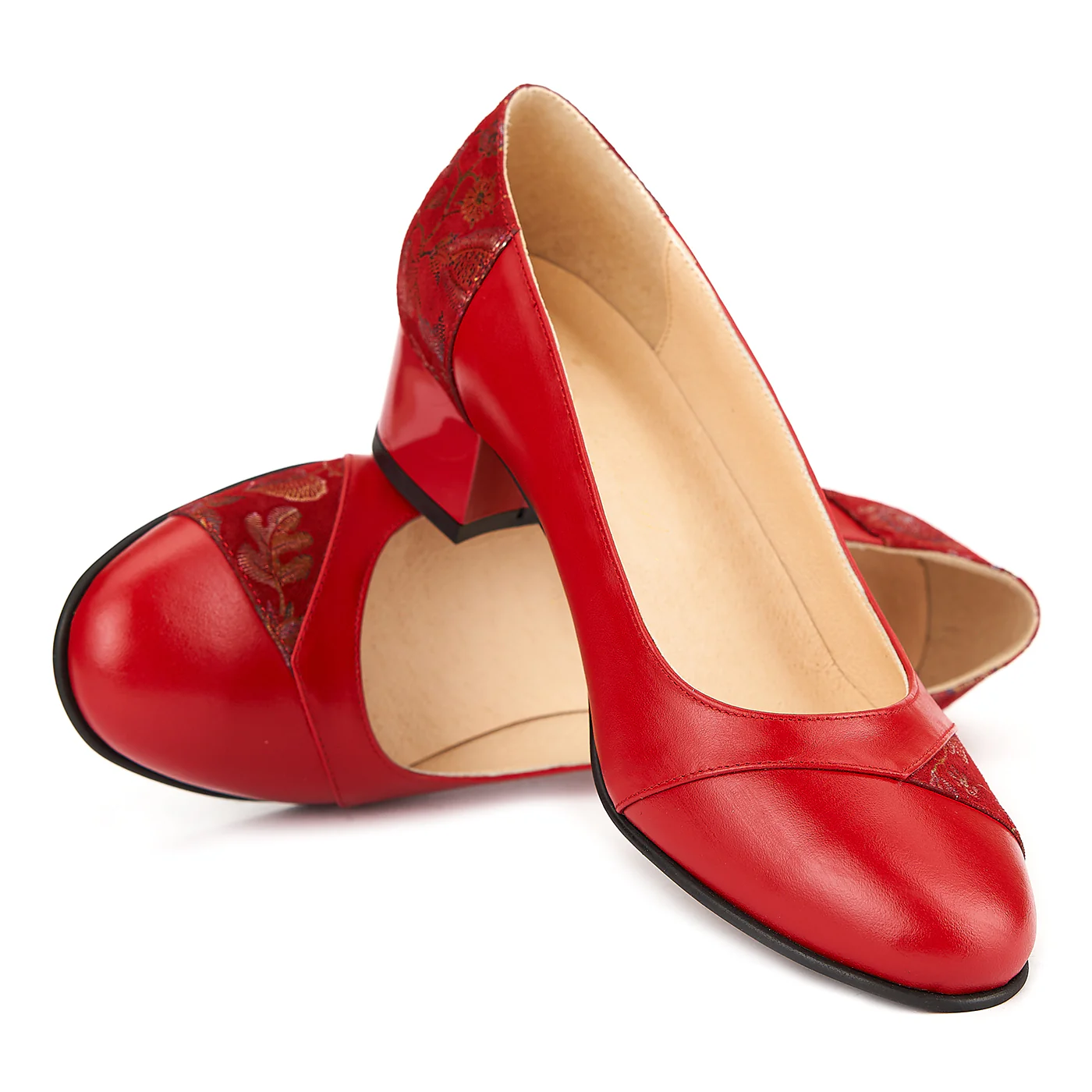 Pantofi dama din piele naturala rosie 4132 - Image 4