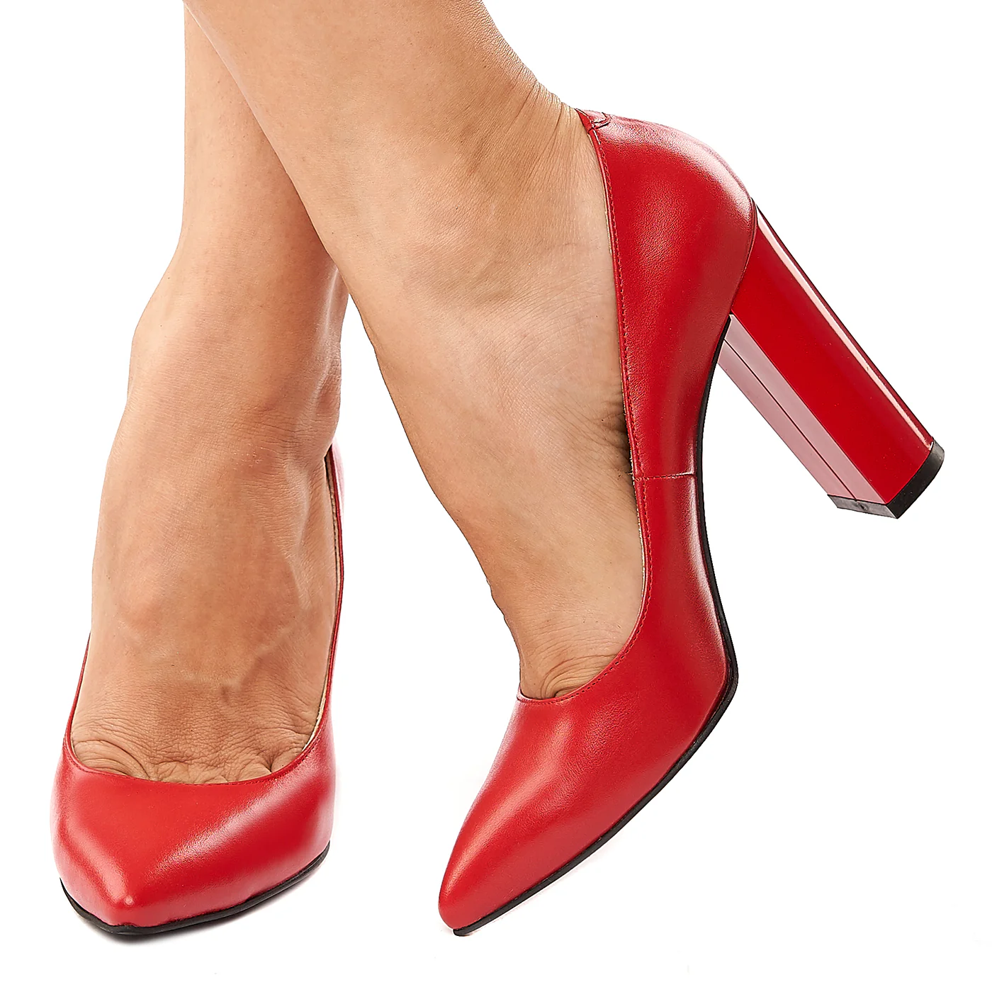 Pantofi dama din piele naturala rosie 4208 - Image 3