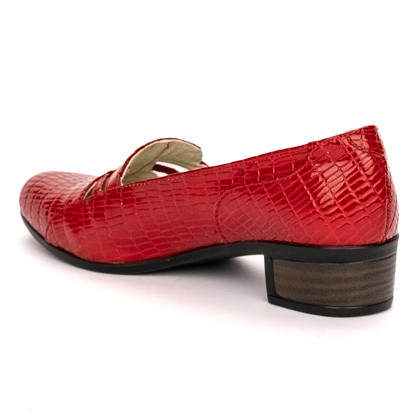 Pantofi dama din piele naturala rosie cu toc 3.5 cm 13422 - Image 2