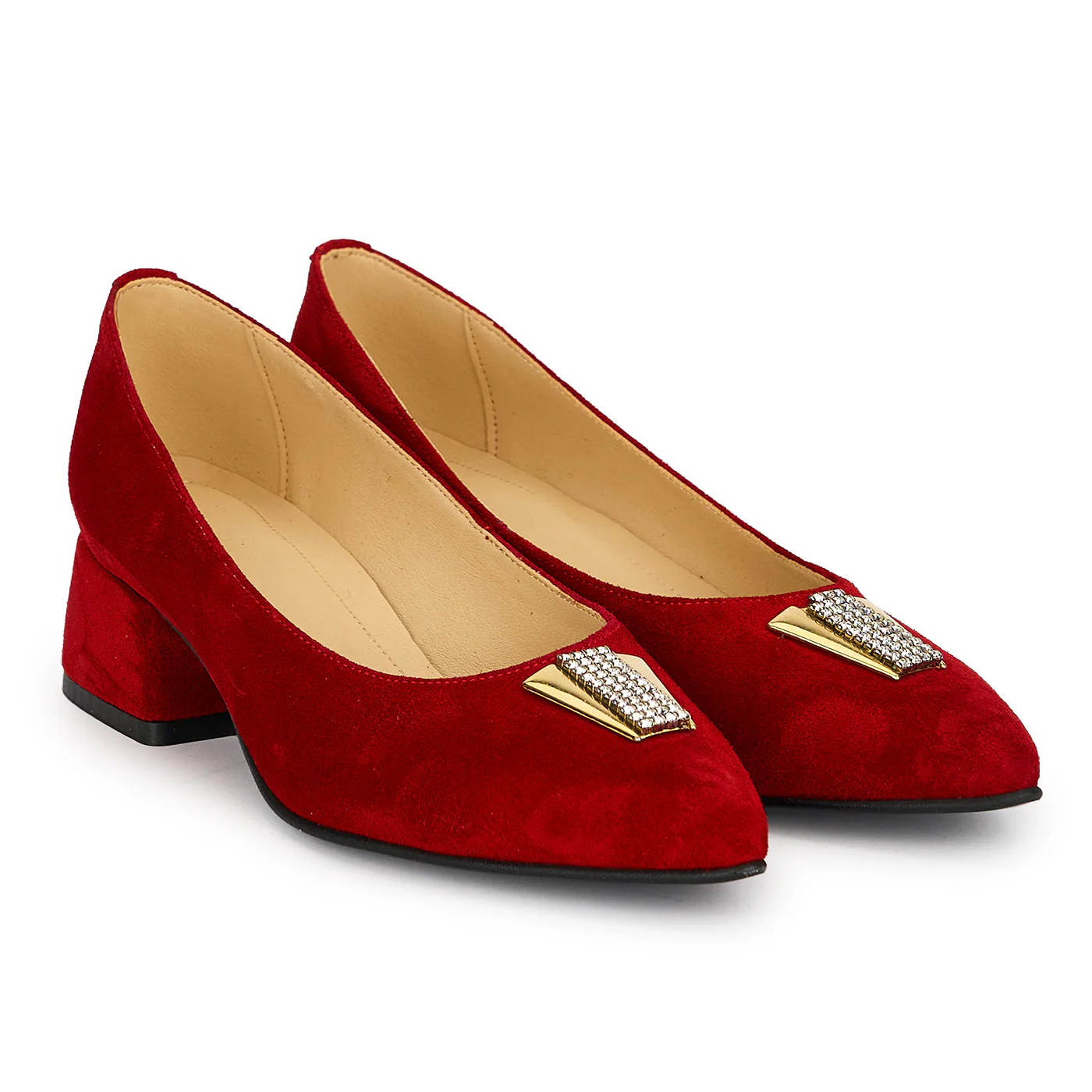Pantofi dama din piele naturala rosie cu toc gros 4 cm 19178 - Image 4