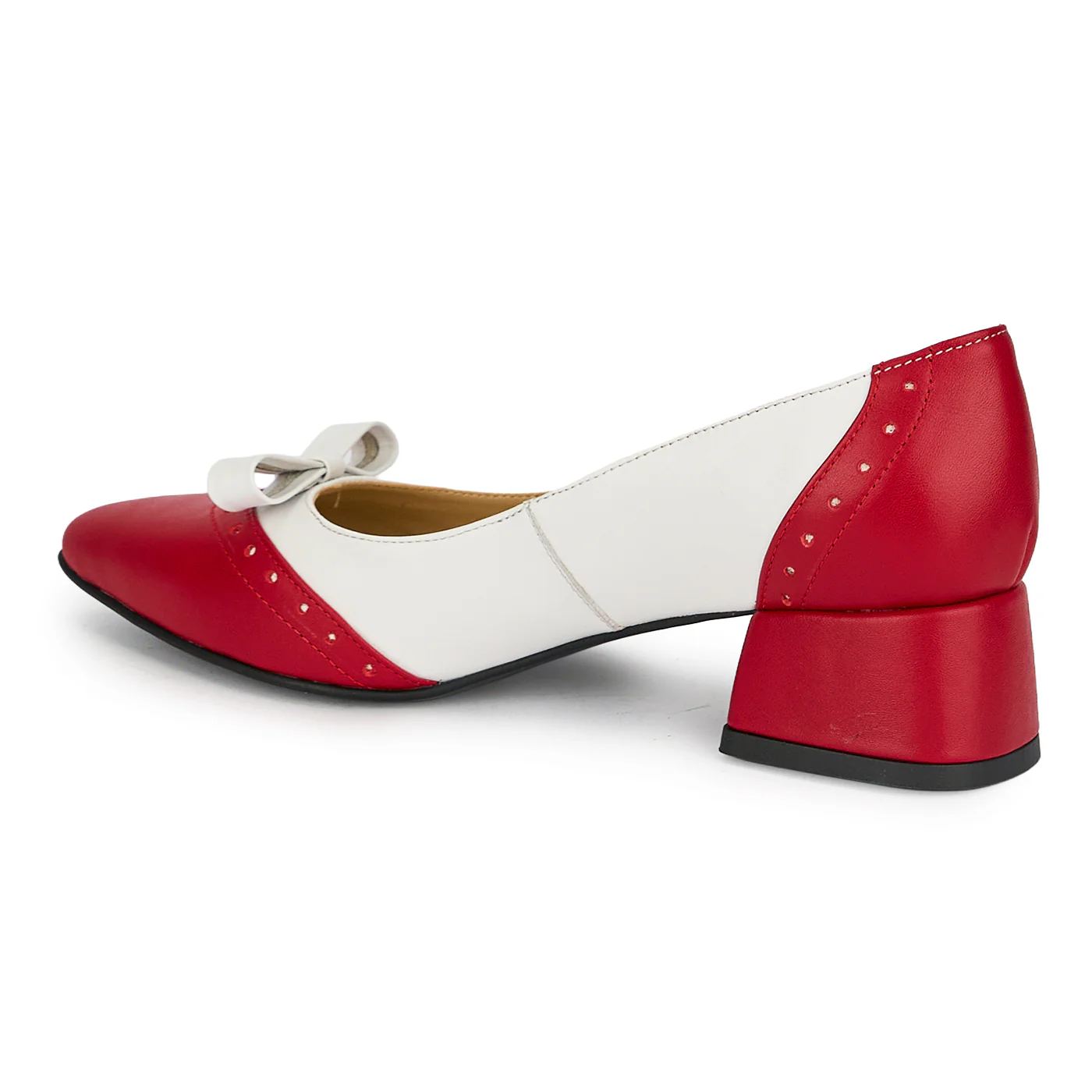 Pantofi dama din piele naturala rosie cu toc gros 4 cm 19222 - Image 2