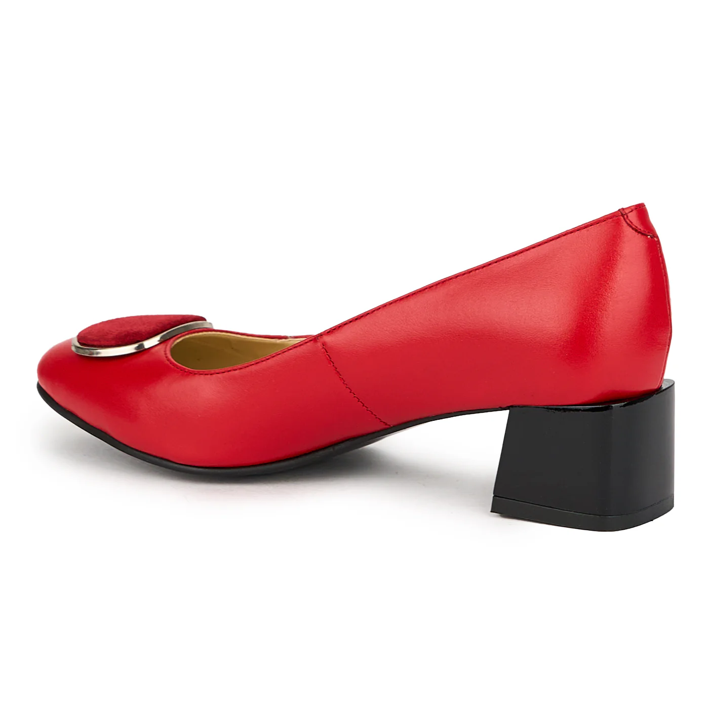 Pantofi dama din piele naturala rosie cu toc gros 5.5 cm 15019 - Image 2