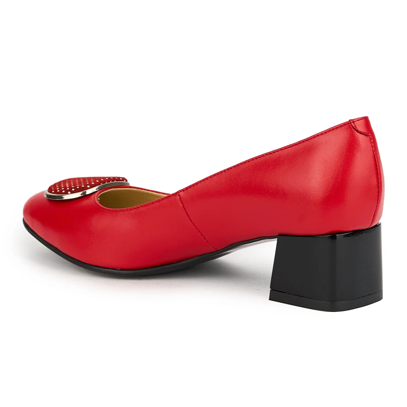 Pantofi dama din piele naturala rosie cu toc gros 5.5 cm 15133 - Image 2
