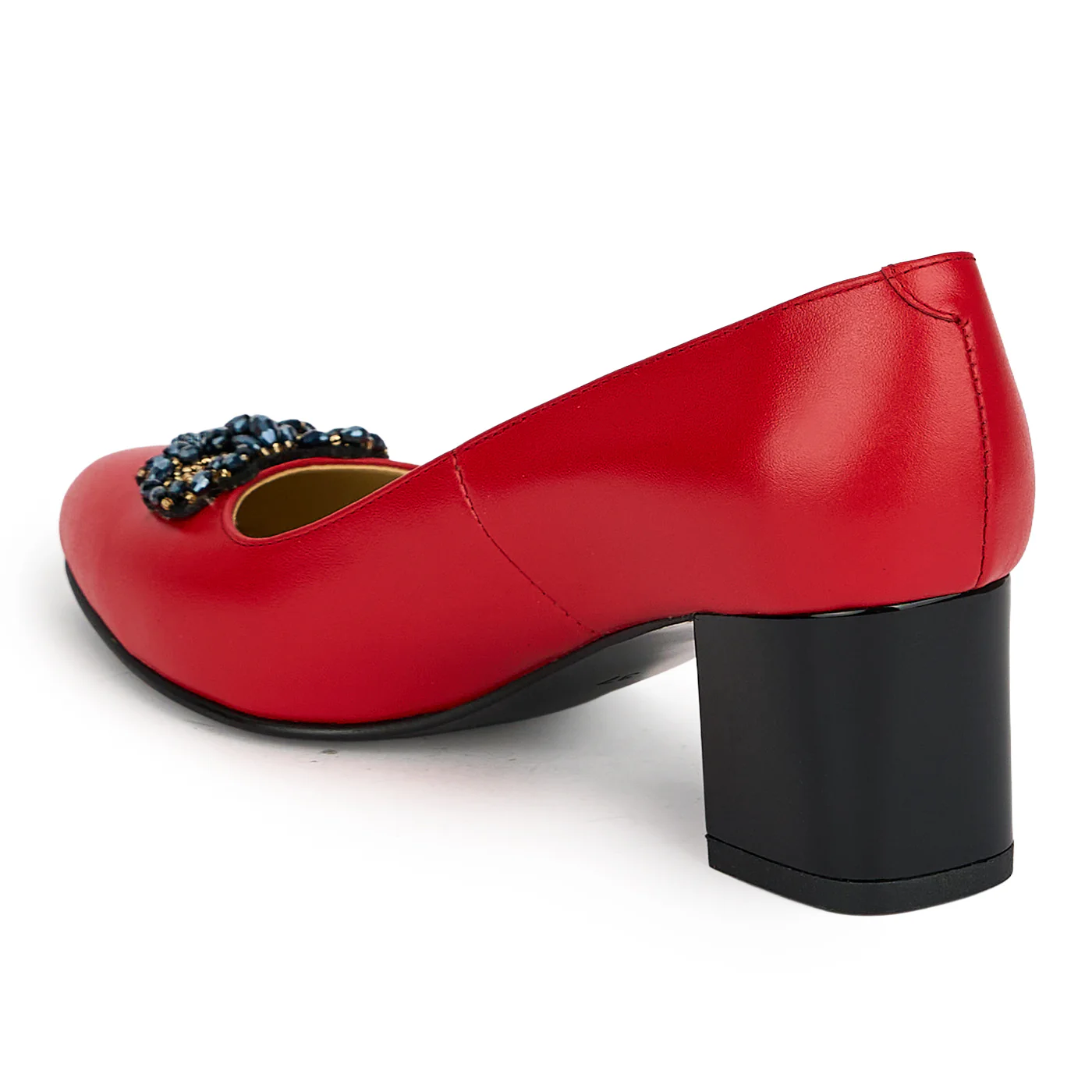 Pantofi dama din piele naturala rosie cu toc gros 5.5 cm 19449 - Image 2