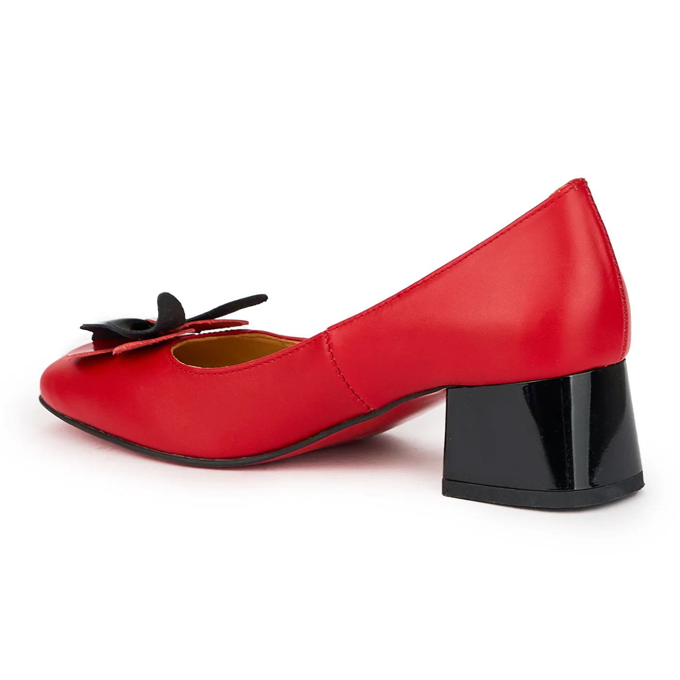 Pantofi dama din piele naturala rosie cu toc gros 5 cm 15447 - Image 2