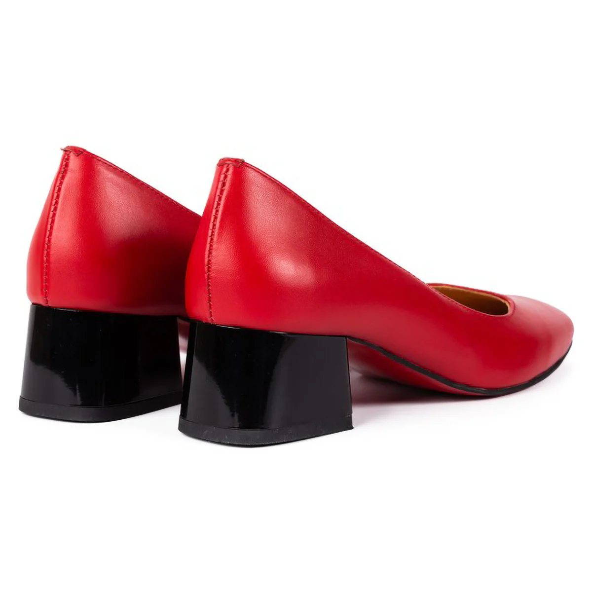 Pantofi dama din piele naturala rosie cu toc gros 5 cm 15754 - Image 2