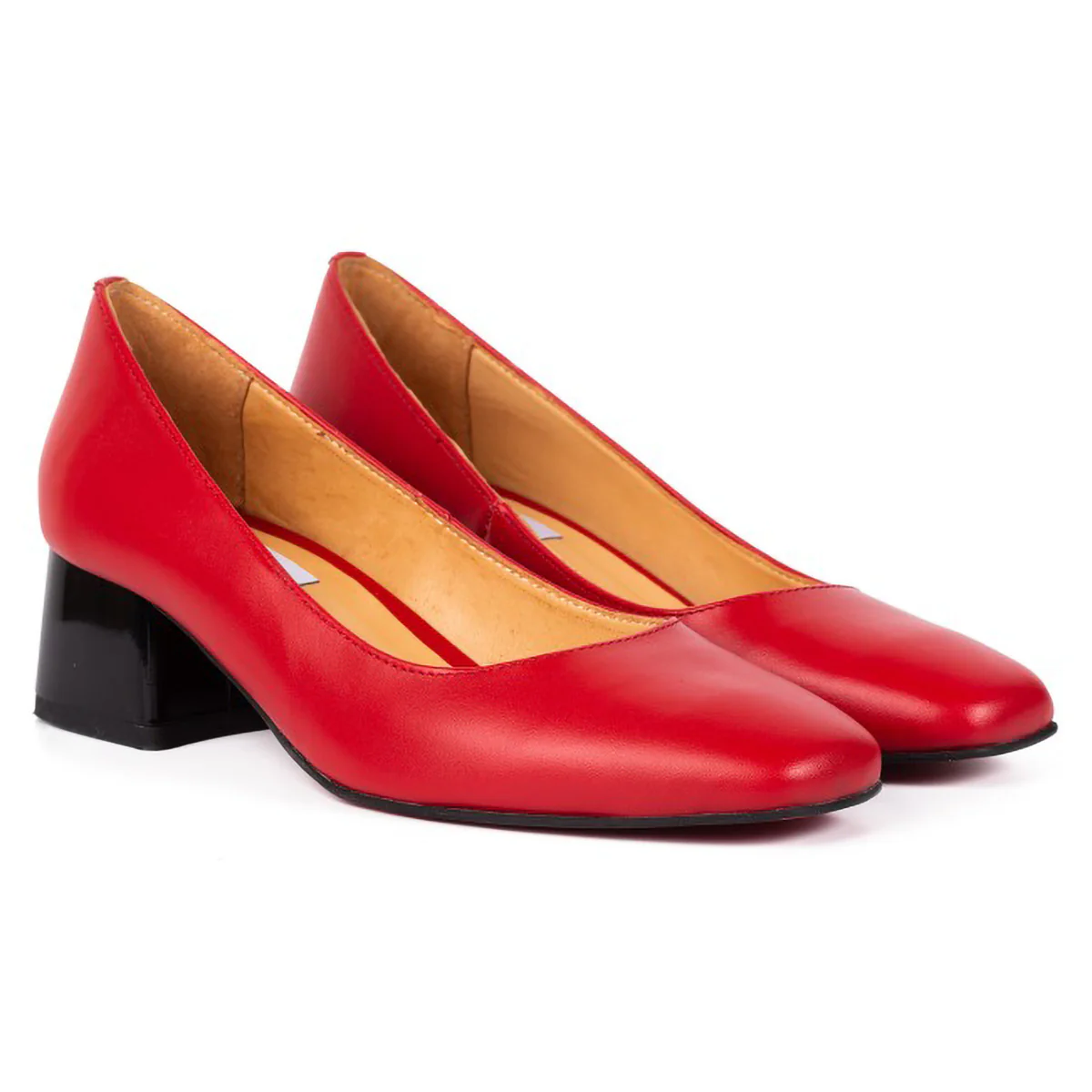 Pantofi dama din piele naturala rosie cu toc gros 5 cm 15754 - Image 3