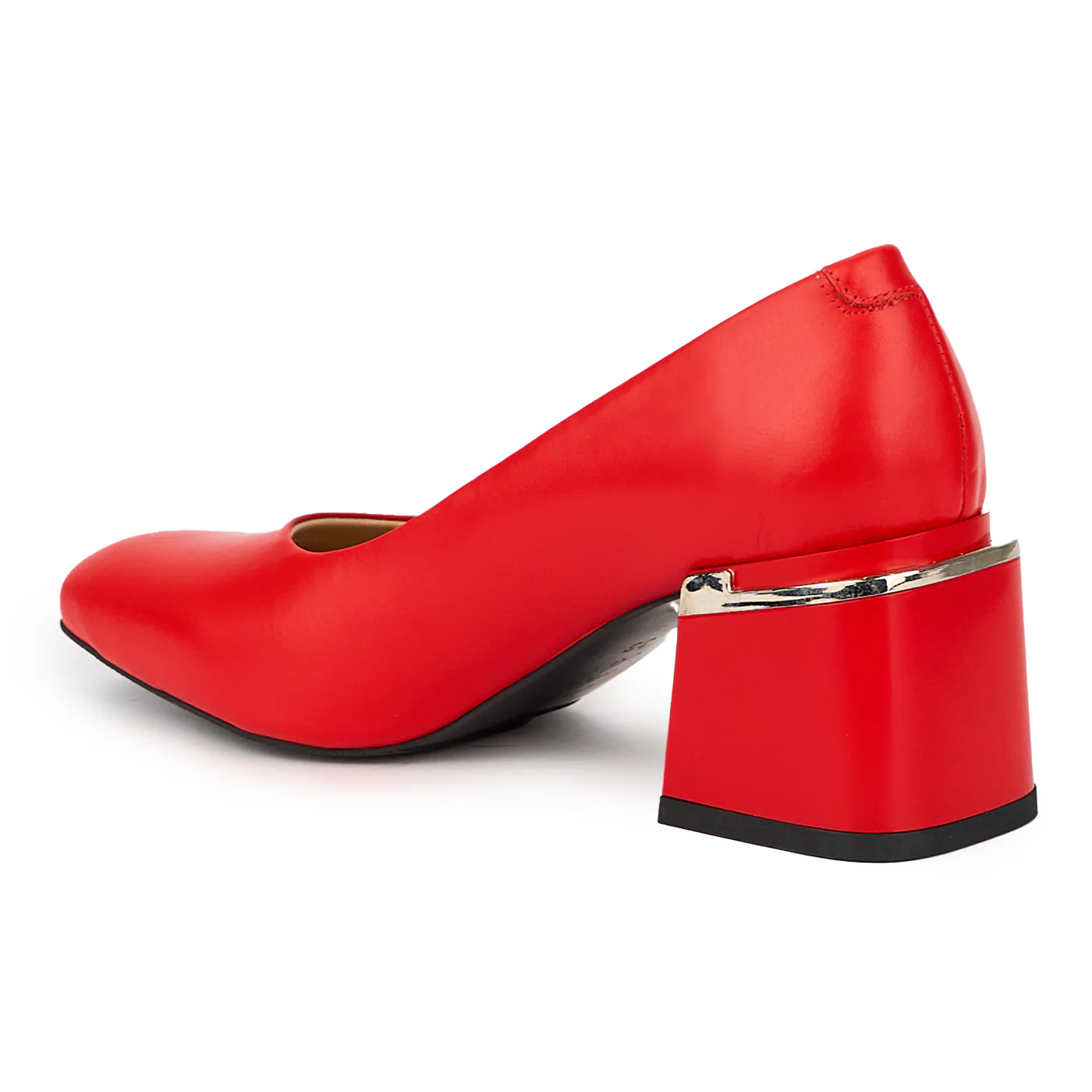 Pantofi dama din piele naturala rosie cu toc gros 6.5 cm 15653 - Image 2