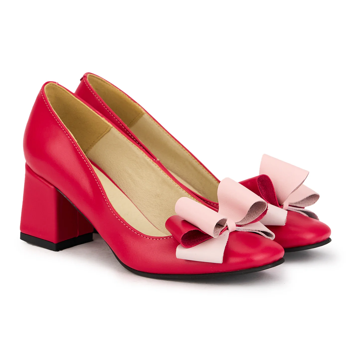 Pantofi dama din piele naturala fucsia cu toc gros 6.5 cm 16827 - Image 4
