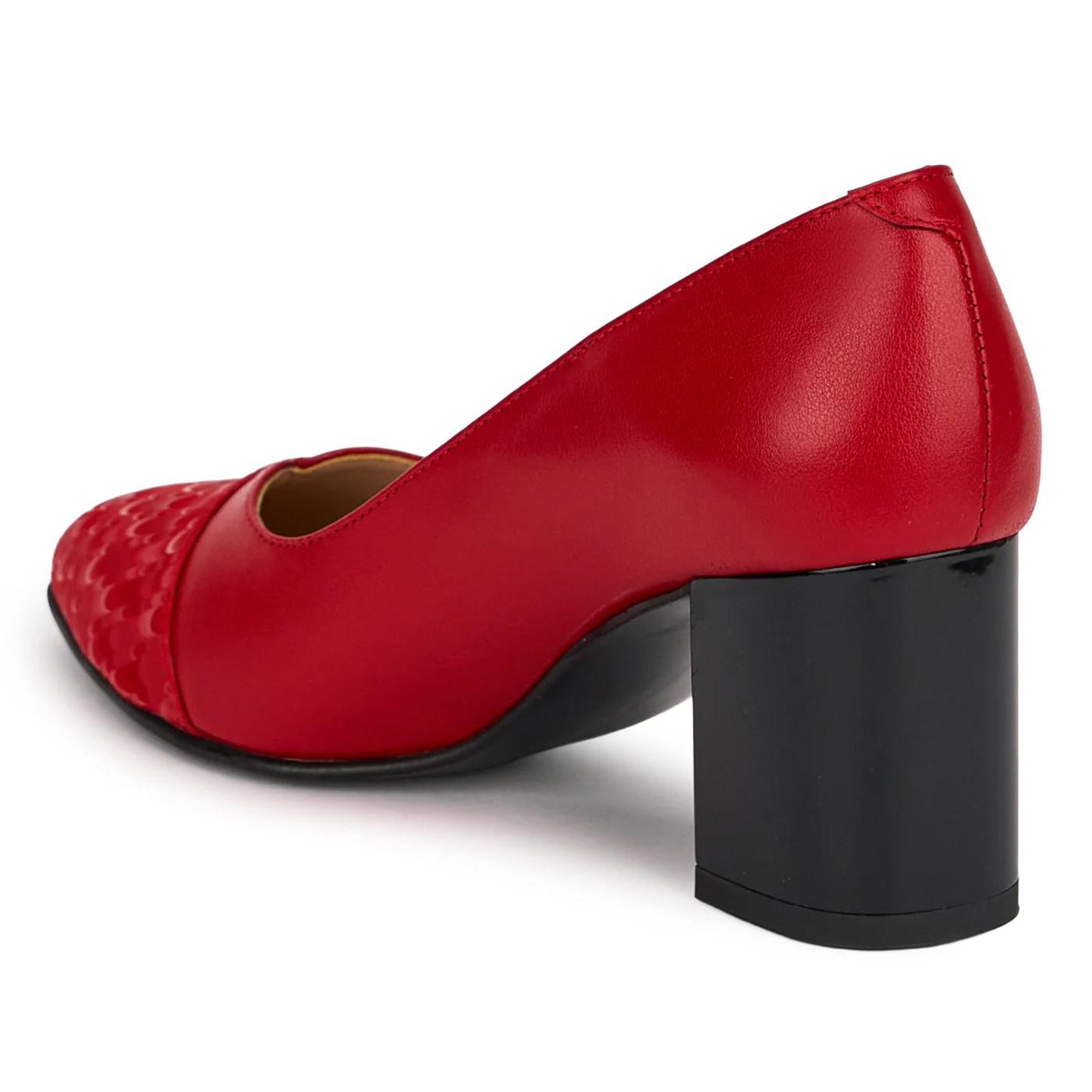 Pantofi dama din piele naturala rosie cu toc gros 6.5 cm 18841 - Image 2