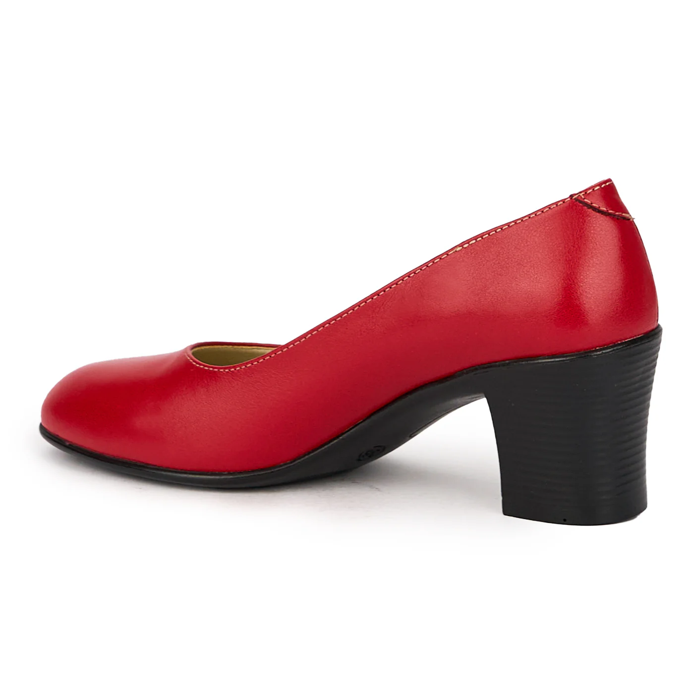 Pantofi dama din piele naturala rosie cu toc gros 6 cm 16045 - Image 2