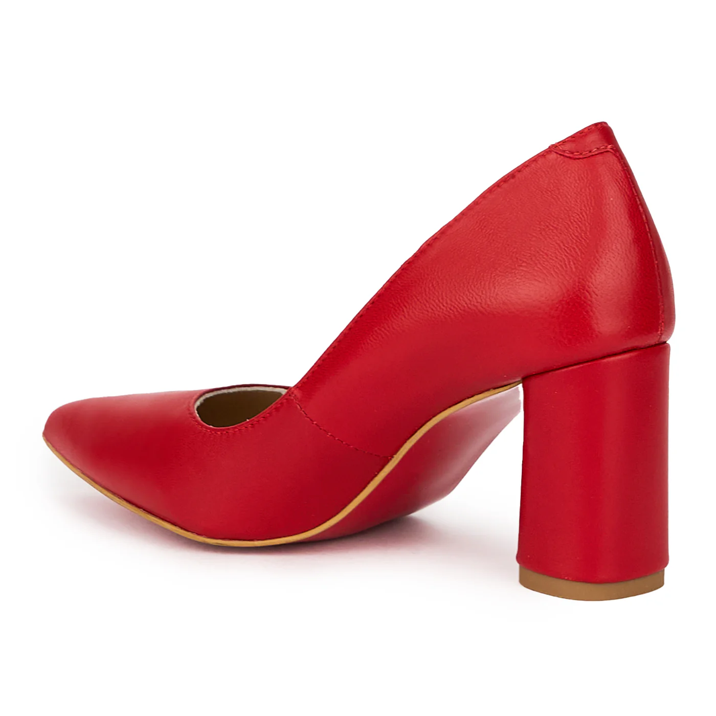 Pantofi dama din piele naturala rosie cu toc gros 7.5 cm 15440 - Image 2