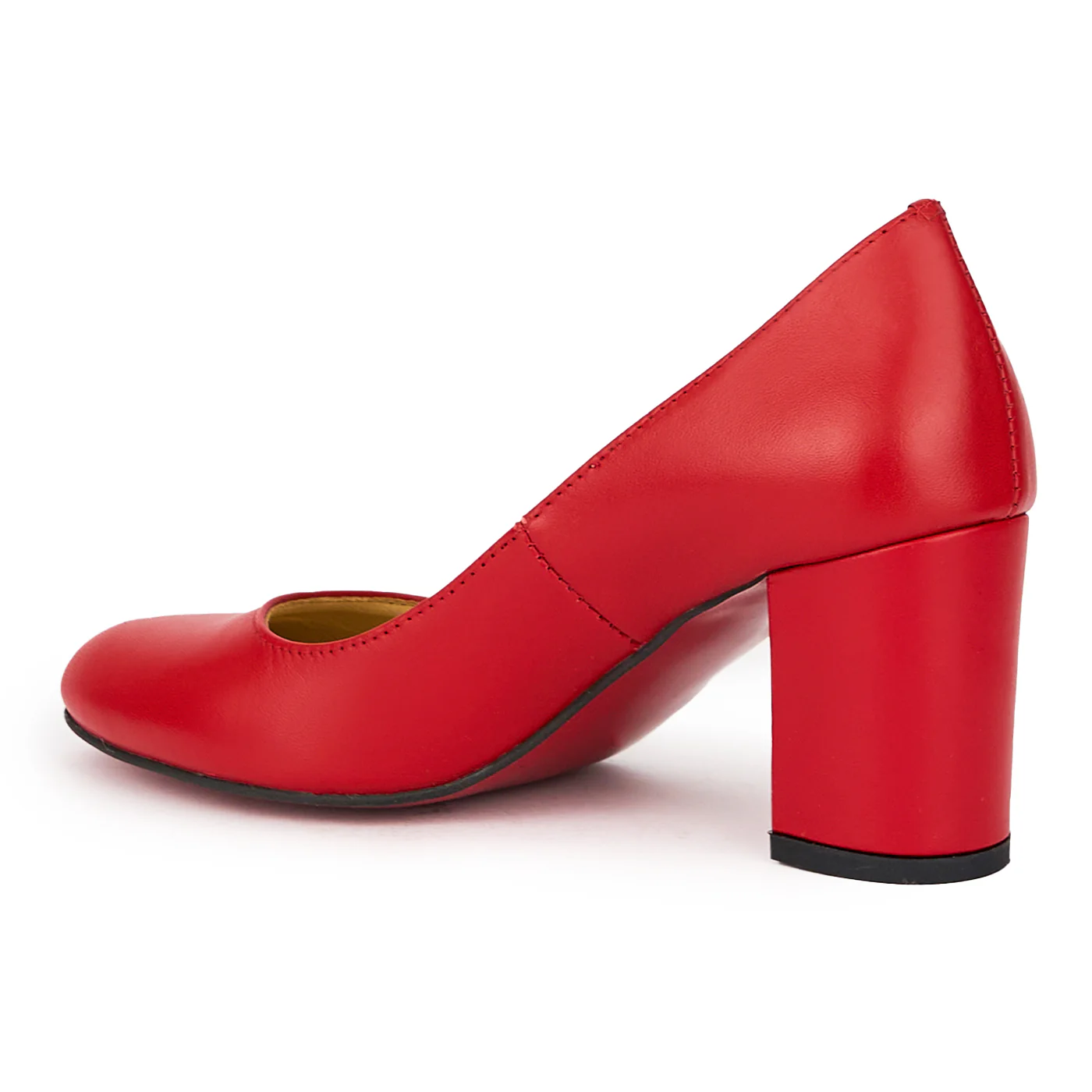Pantofi dama din piele naturala rosie cu toc gros 7.5 cm 15446 - Image 2