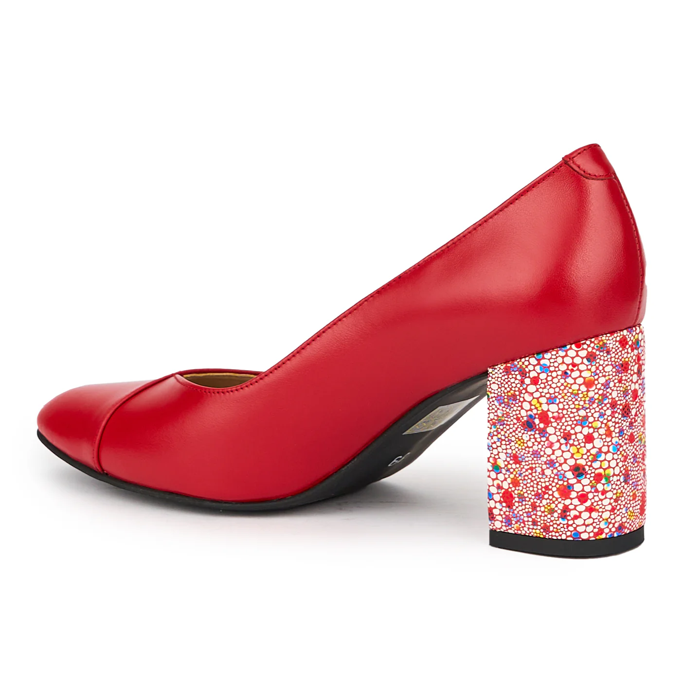 Pantofi dama din piele naturala rosie cu toc gros 8 cm 15287 - Image 2