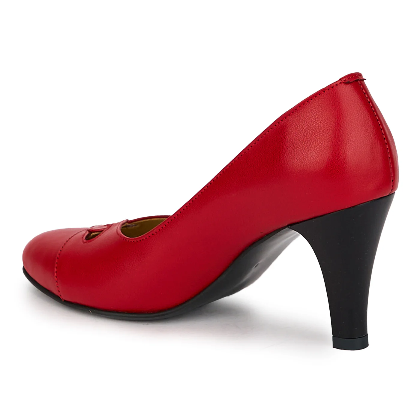 Pantofi dama din piele naturala rosie cu toc gros 8 cm 18127 - Image 2