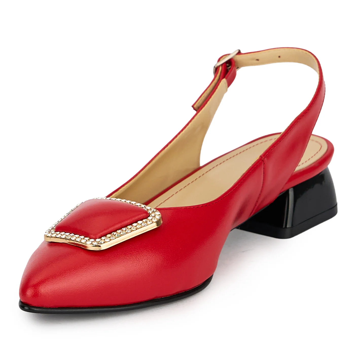 Pantofi dama din piele naturala rosie cu toc mic 3 cm 19903 - Image 3