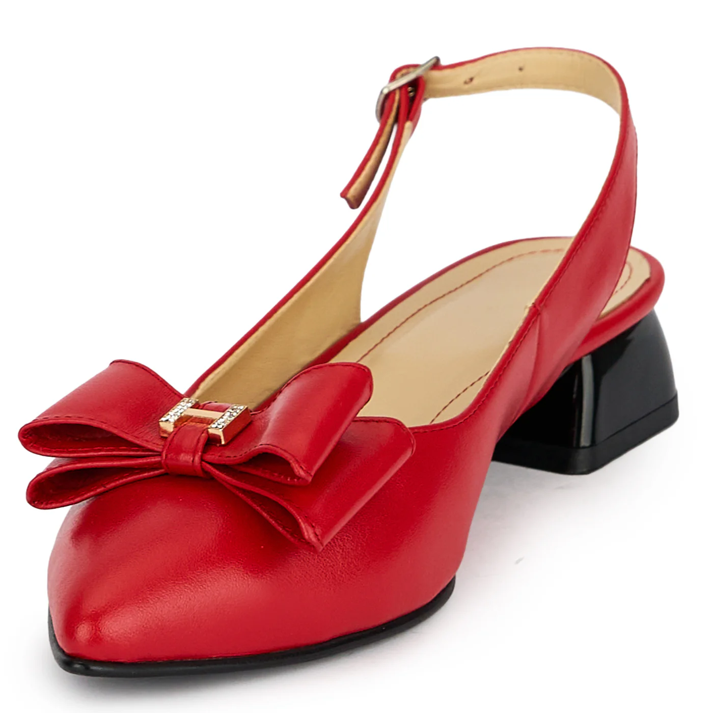 Pantofi dama din piele naturala rosie cu toc mic 3 cm 19904 - Image 3