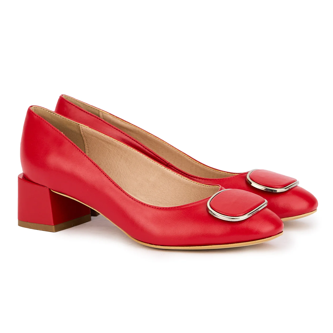 Pantofi dama din piele naturala rosie cu toc mic 4.5 cm 17039 - Image 4