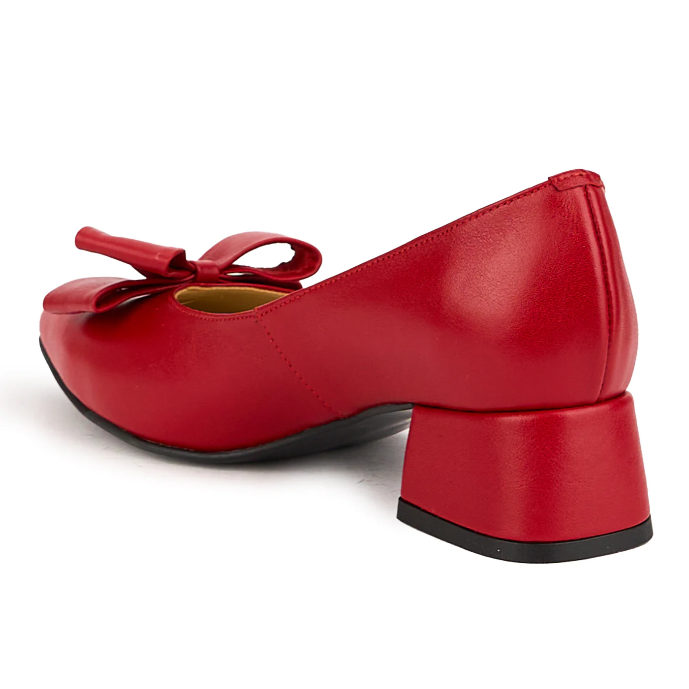 Pantofi dama din piele naturala rosie cu toc mic 4 cm 16683 - Image 2