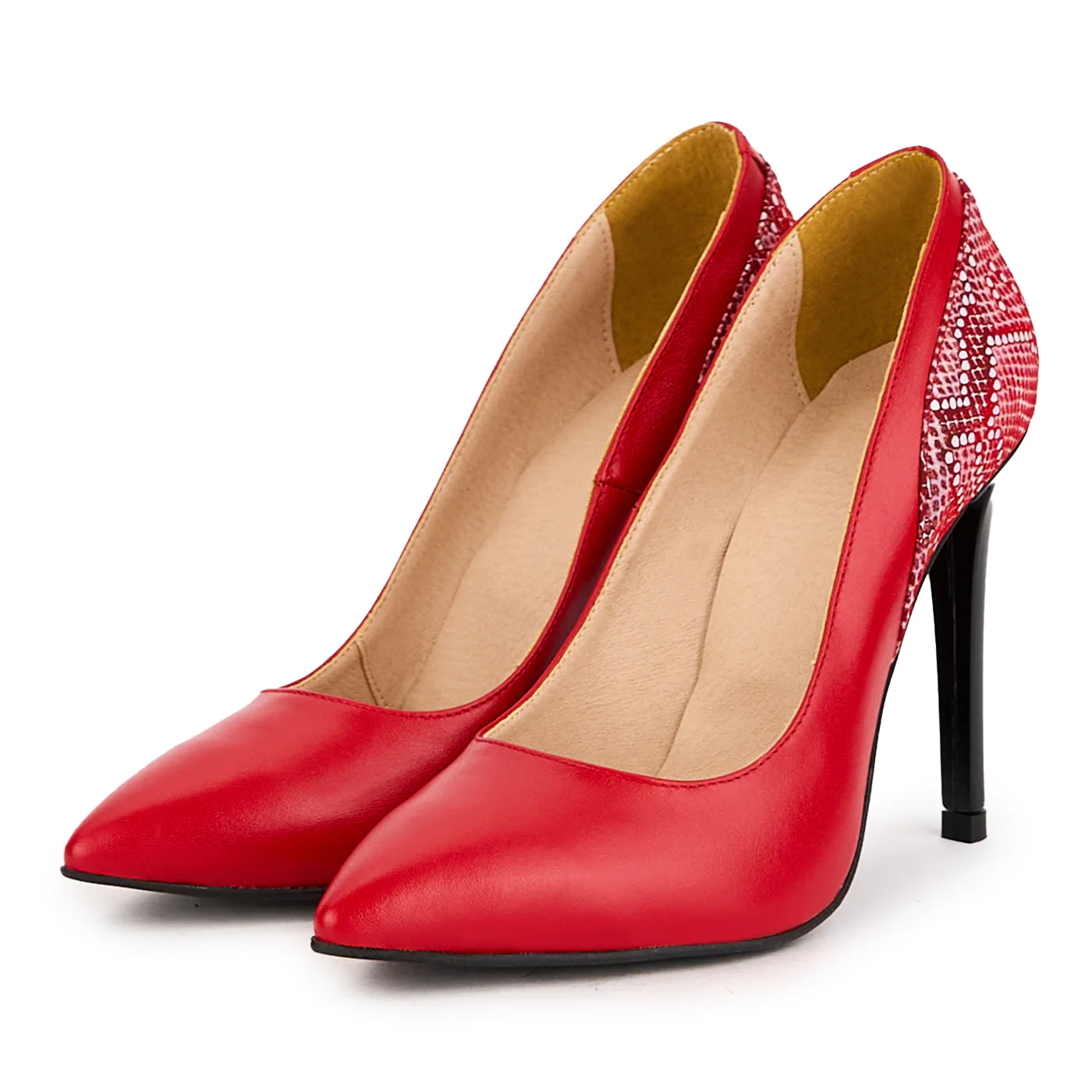 Pantofi dama din piele naturala rosie cu toc subtire 10.5 cm 16726 - Image 3