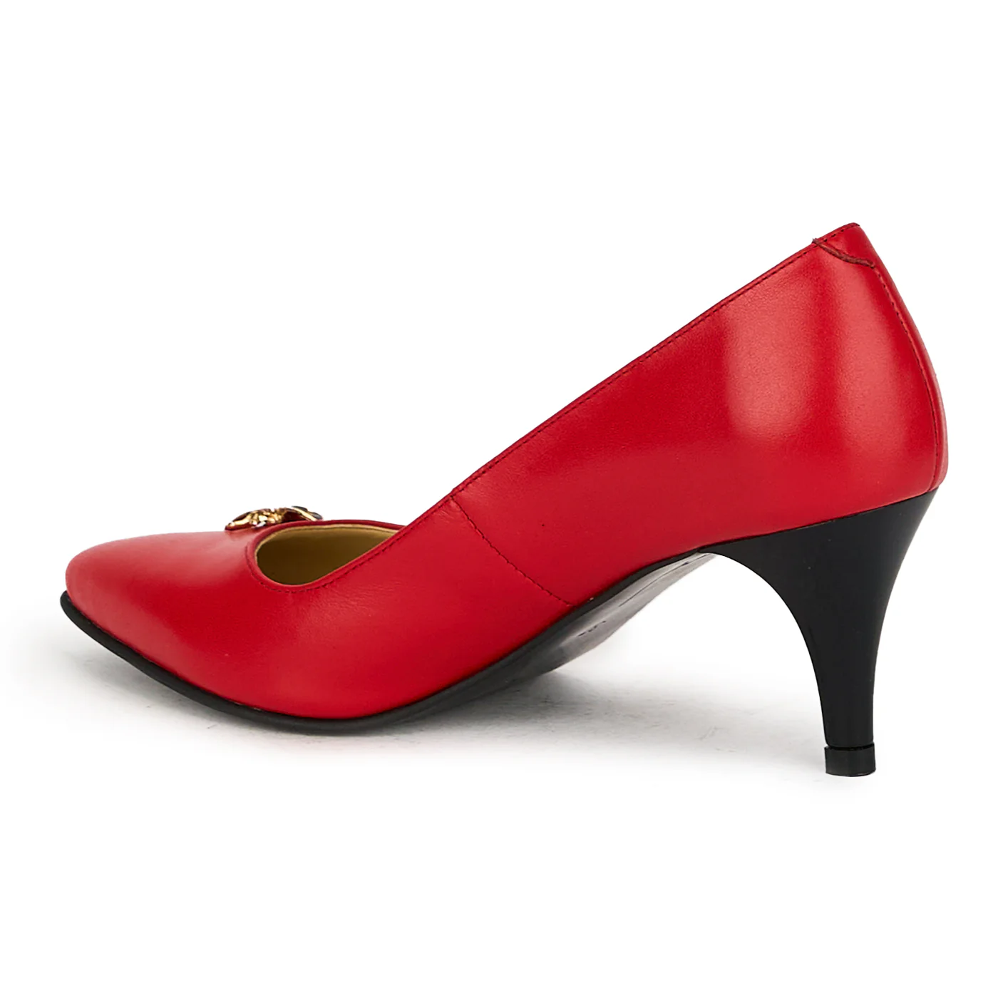 Pantofi dama din piele naturala rosie cu toc subtire 17501 - Image 2