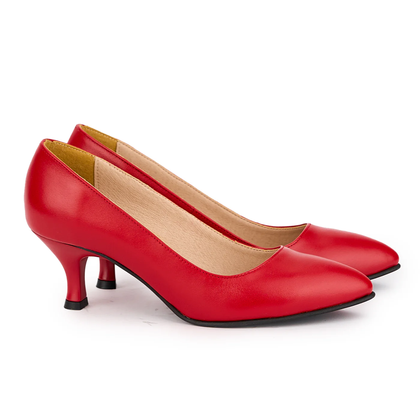 Pantofi dama din piele naturala rosie cu toc subtire 6 cm 16909 - Image 4