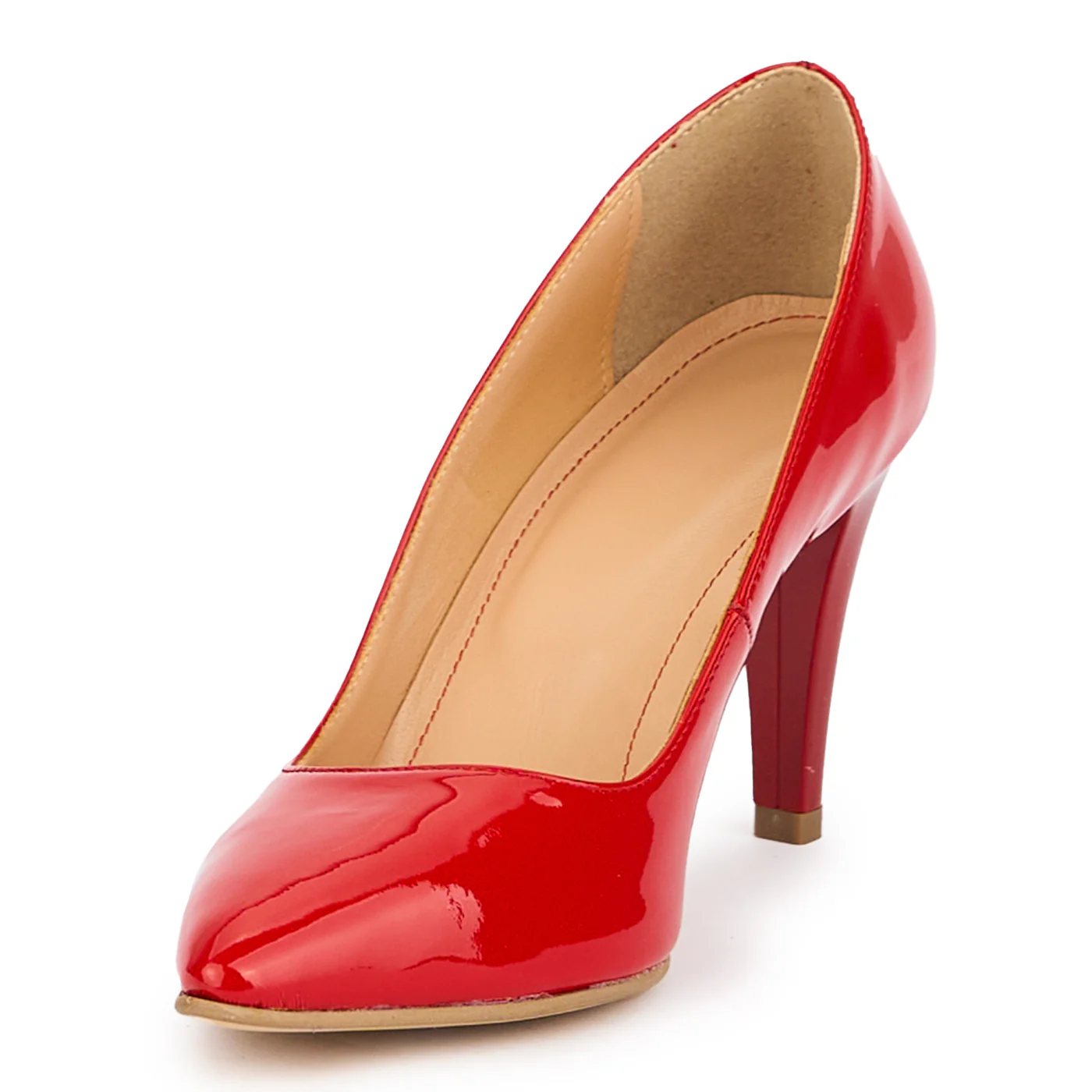 Pantofi dama din piele naturala rosie cu toc subtire 8.5 cm 15246 - Image 3