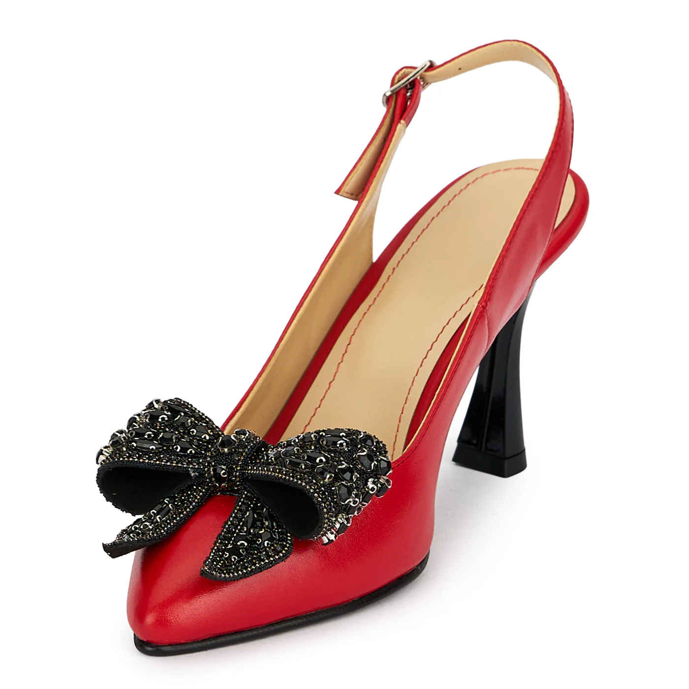 Pantofi dama din piele naturala rosie cu toc subtire 8.5 cm 19876 - Image 3