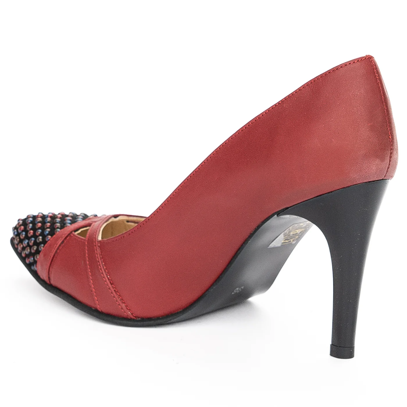Pantofi dama din piele naturala rosie cu toc subtire 9 cm 13937 - Image 2