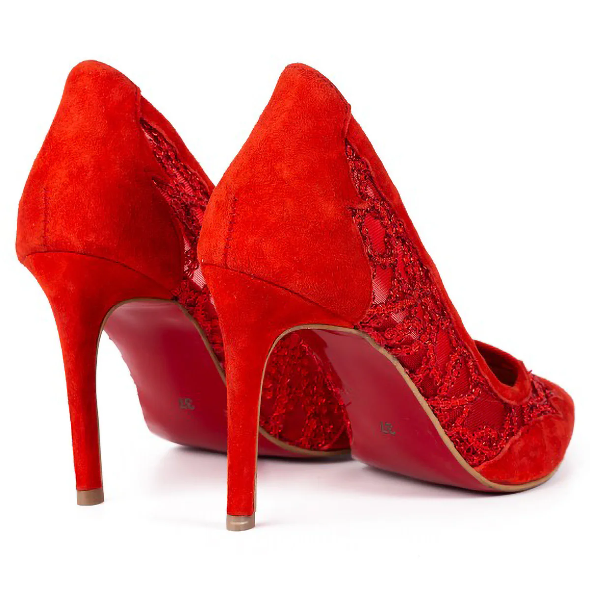 Pantofi dama din piele naturala rosie cu toc subtire 9 cm 15777 - Image 2