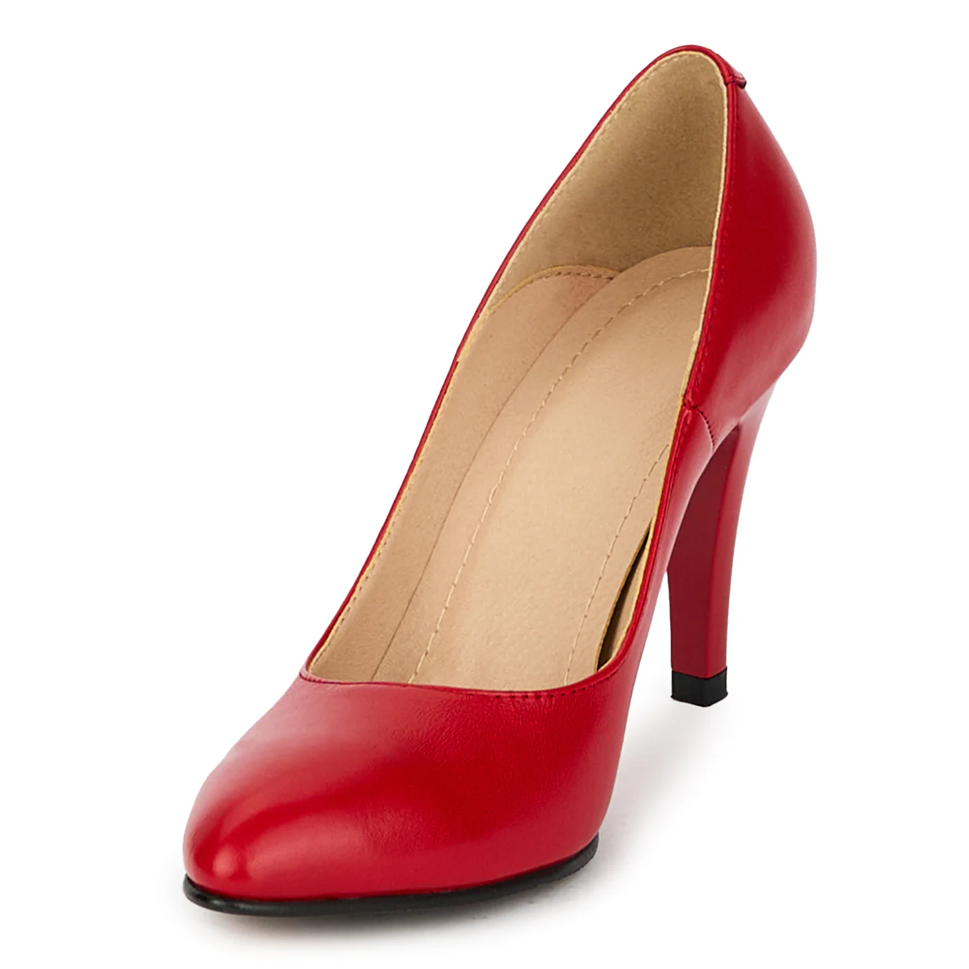 Pantofi dama din piele naturala rosie cu toc subtire 9 cm 18192 - Image 3